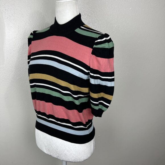 BCBGeneration Skirt Set Women Large Black Pink Striped Sweater Mini Casual - Picture 10 of 16